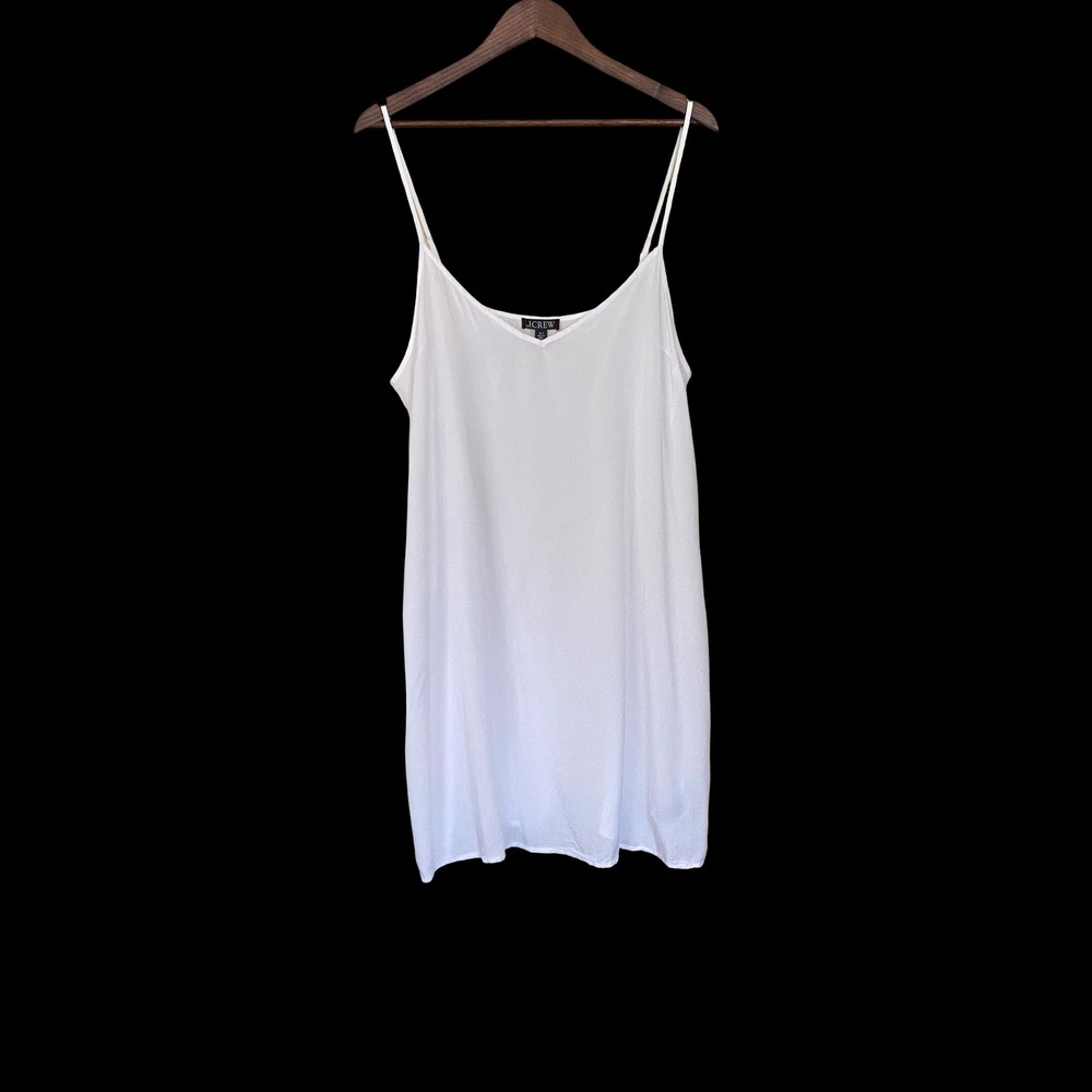 J.Crew Women's Slip Mini Dress White Viscose V-Neck Spaghetti Strap  XLT
